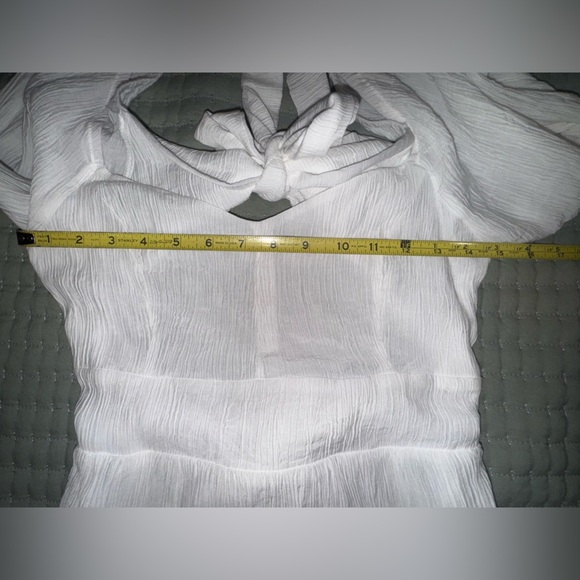 Alter’d State White Long Sleeve bow tie back Tiered Mini Dress Size Large EUC - Picture 5 of 11